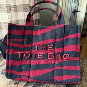Marc Jacobs The Tote Bag Medium Red and Black Zebra Print Canvas